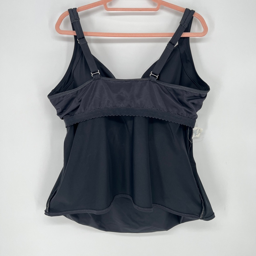 Lands' End Womens Black Wrap Underwire Ruched Adjustable Tankini Top 22W 522739 - Picture 8 of 10